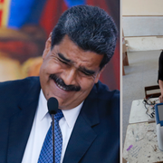 Nicolas Maduro samt en kvinna som förbereder inför dagens presidentval