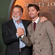 Arnold och Patrick Schwarzenegger på premiären i Los Angeles 10 februari.