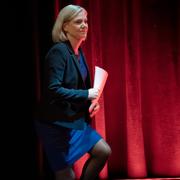  Socialdemokraternas nya partiordförande Magdalena Andersson håller tal under S kongress i Göteborg, 5 november 2021. 