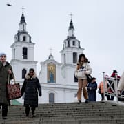 Arkivbild: Den helige andes katedral i Minsk, huvudkyrkan för den Belarusisk-ortodoxa kyrkan. 
