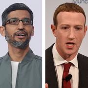 Amazons vd Jeff Bezos, Apples vd Tim Cook, Googles vd Sundar Pichai och Facebooks vd Mark Zuckerberg.