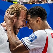 Harry Kane och Jude Bellingham firar tillsammans i matchen mot Kongo-Kinshasa.
