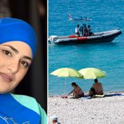 Arkivbild: Modeller visar upp burkinin i Sydney, stranden nedanför strandpromenaden i Nice