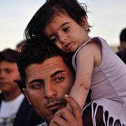 Flyktingar i ett läger i grekiska Idomeni