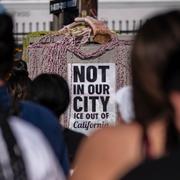 Demonstration mot ICE:s räder i Los Angeles, 2 juli 2025. 