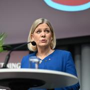 Magdalena Andersson vid S-kongressen. 