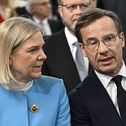 Statsminister Ulf Kristersson och Socialdemokraternas partiledare Magdalena Andersson i Slottskyrkan.