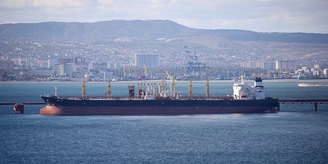 Oljetanker i Novorossijsk vid Svarta havet. AP
