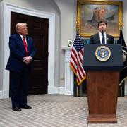 Sam Altman, OpenAI CEO, speaks as President Donald Trump, left, Masayoshi Son, SoftBank Group CEO, third from left, and, Larry Ellison, chairman of Oracle Corporation and chief technology officer, right, listen, in the Roosevelt Room at the White House, Tuesday, Jan. 21, 2025, in Washington.