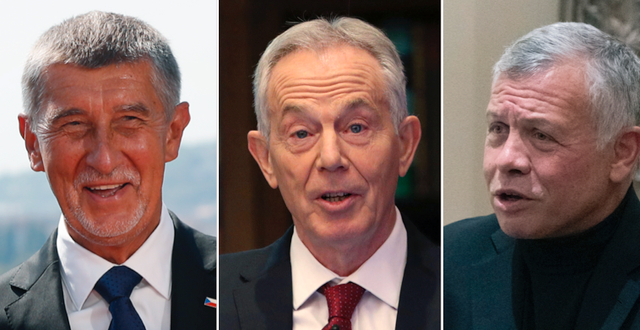Andrej Babis, Tony Blair och kung Abdullah av Jordanien. 