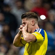 Gyökeres firar sitt mål i den senaste matchen borta mot Bosnien och Hercegovina, 2 oktober.
