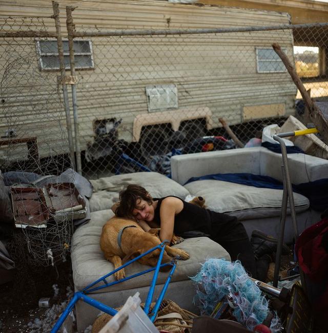 Lydia Blumberg at the Wood Street camp last fall before she was evicted. Photograph by Brian L. Frank for The Wall Street Journal