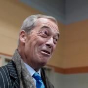 Nigel Farage på besök i Iowa i USA inför ett av Donald Trumps kampanjmöten tidigare i år. 