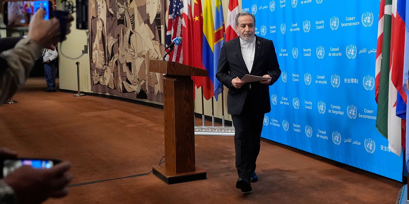 Irans utrikesminister Abbas Araghchi  i samband med FN:s generalförsamlings sammanträde i New York.