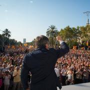 Carles Puigdemont på plats i Barcelona.