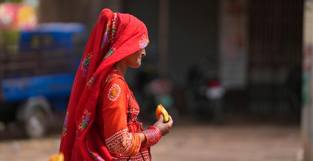 Kvinna i Uttar Pradesh, en av delstaterna som drabbats hårt av hetan. Rajesh Kumar Singh / AP