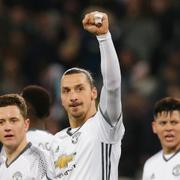 Zlatan efter mål mot West Ham 2 januari. Arkiv.