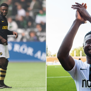 Obasi lämnar planen skadad under matchen senast/tidigare bild på Obasi.