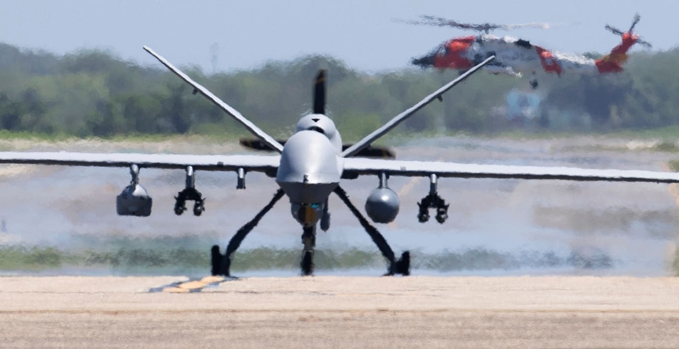 Amerikansk militär drönare. Illustrationsbild.