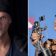 Tim ”Avicii” Bergling/Rita Ora tar emot priset för ”Lonely together” under nattens gala. 