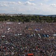 Demonstranterna samlades i Letna-parken.