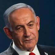 Premiärminister Benjamin Netanyahu under en presskonferens i maj. 