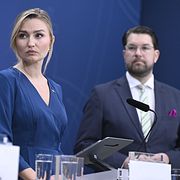  Ebba Busch (KD) och Jimmie Åkesson (SD). Arkivbild