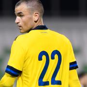 Dino Islamovic under Sverige–Moldavien-matchen den 9 januari. 