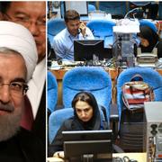 Hassan Rouhani, journalister som arbetar med valet i Iran.