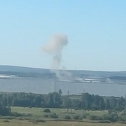 Skärmdump ur video som visar ett rökmoln över logistiknavet