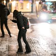 Skridskobana på trottoarerna i centrala Lund.