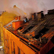 Ett skadat hus i Kyiv.