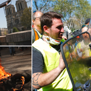 Demonstranterna är bland annat missnöjda med att stora summor av statens pengar satsas på att restaurera Notre-Dame.