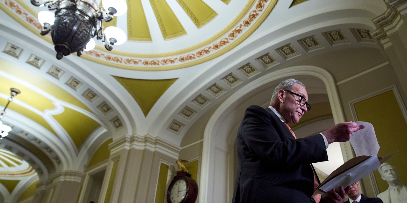 Demokraten och senatens minoritetsledare Chuck Schumer i Kapitolium.