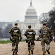 Medlemmar av Nationalgardet i Washington DC på fredagen. 