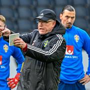 Förbundskapten Janne Andersson under herrlandslagets träning på Friends Arena i Stockholm.