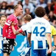 IFK:s målvakt Pontus Dahlberg varnas efter våldsamma protester mot straffdomsluten.