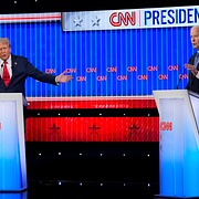 Jill Biden/Donald Trump och Joe Biden under debatten 2024.