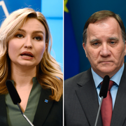 KD-ledaren Ebba Busch, statsminister Stefan Löfven (S) och C-ledaren Annie Lööf. 