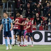 Örgryte-spelarna jublar.