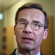 Ulf Kristersson (M), statsminister, intervjuas i samband med att han frågas ut av Konstitutionsutskottet.