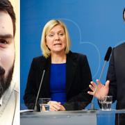 Ali Esbati, Magdalena Andersson och Stefan Löfven.