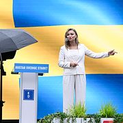 Ebba Busch (KD)  håller sitt tal under politikerveckan i Almedalen.