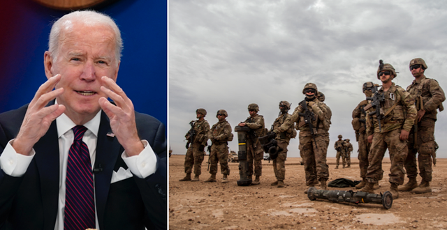 Joe Biden/Arkivbild på amerikanska soldater i Syrien. TT
