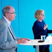 Alf Jönsson, regiondirektör, Eva Melander, smittskyddsläkare, och Maria Landgren, vaccinationssamordnare och läkemedelschef, under onsdagens presskonferens i Regionhuset i Dockan i Malmö med Region Skåne gällande det aktuella coronapandemiläget.