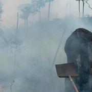 Brasilianska soldater släcker eld i Amazonas. 