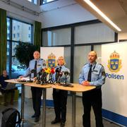 Malmös polismästare Stefan Sintéus, regionpolischef Carina Persson och lokalpolisområdeschef Erik Jansåker.