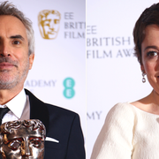 Olivia Colman och Romas regissör Alfonso Cuaron