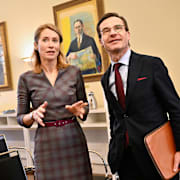 EU:s utrikeschef Kaja Kallas och Sveriges statsminister Ulf Kristersson (M).