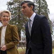 Storbritanniens premiärminister Rishi Sunak och EU-kommissionens ordförande Ursula von der Leyen på måndagen.